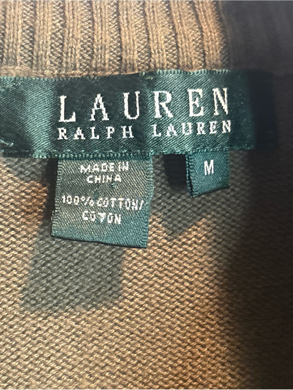 Ralph Lauren Brown Knit Short-Sleeve Cardigan with Olive Patch Pockets - Picture 2 of 12
